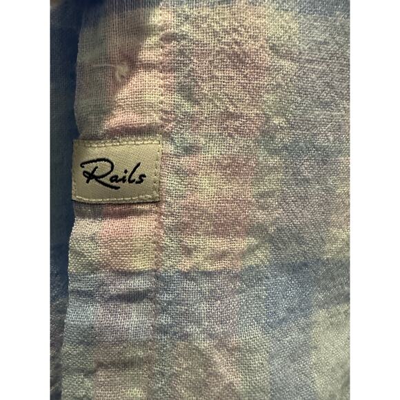 Rails Women’s Pink/Blue Charli Linen Blend Plaid Button Up LS Shirt Size L - Picture 6 of 10